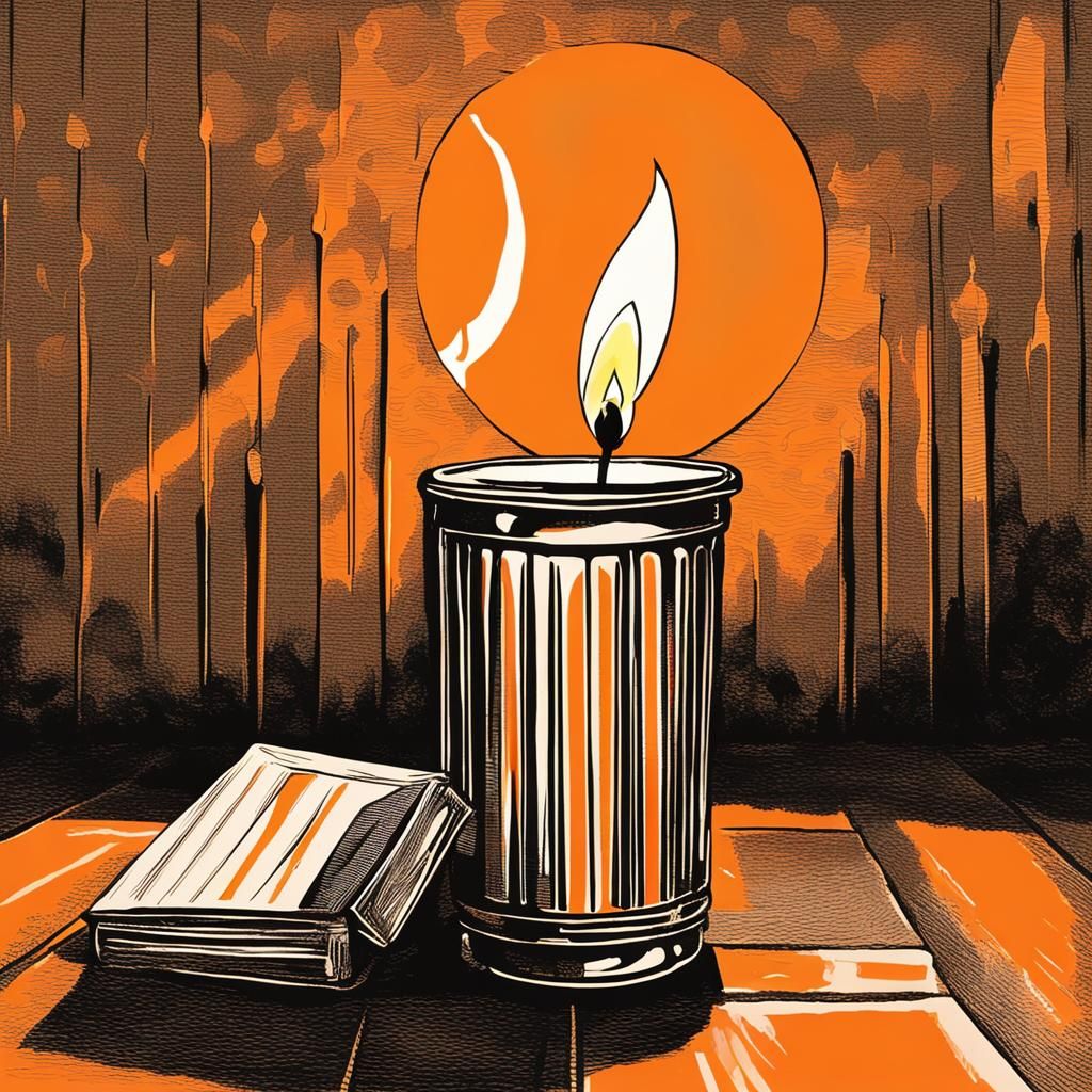 Candlelight Against Orange in Fauvist Surrealism