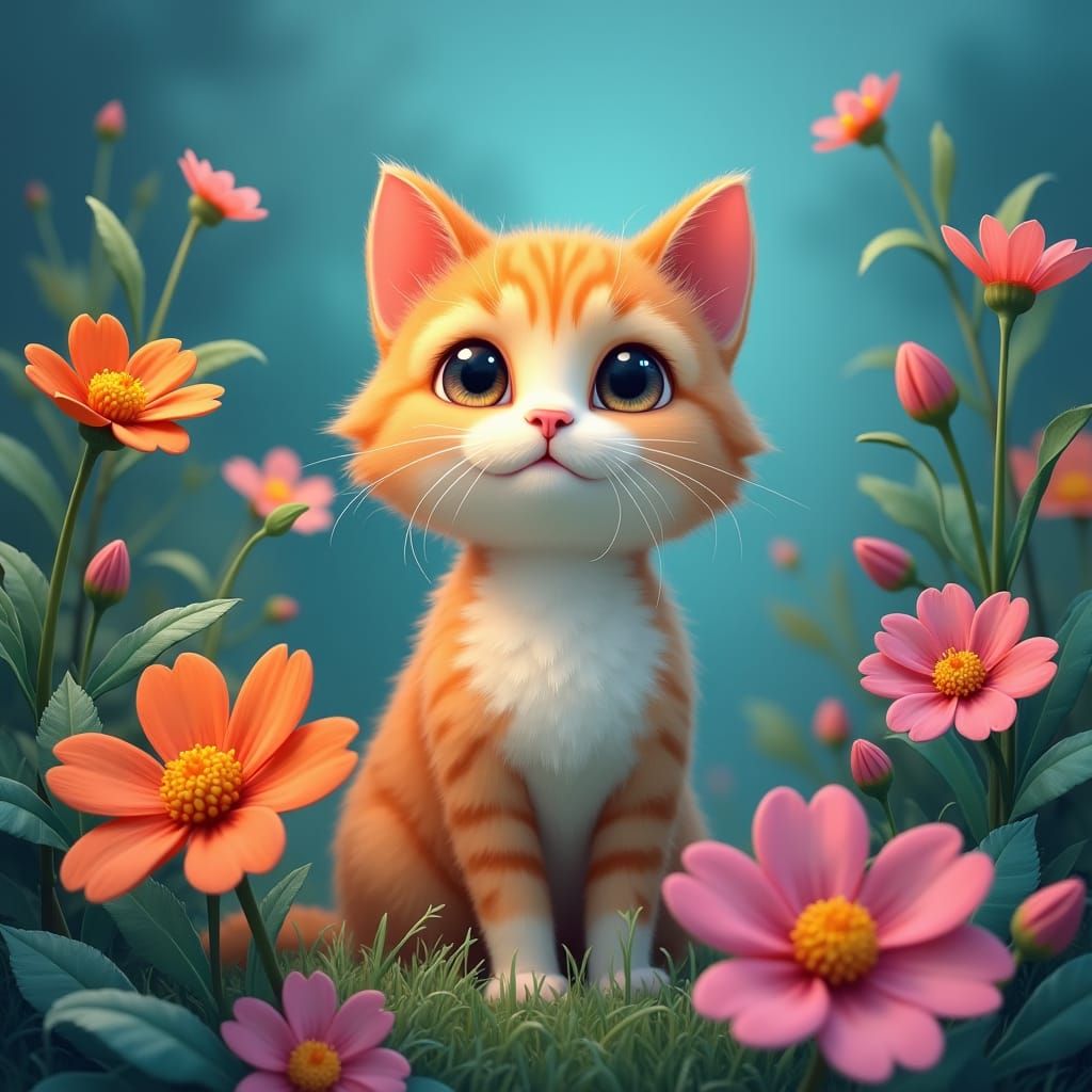 a animated cute cat