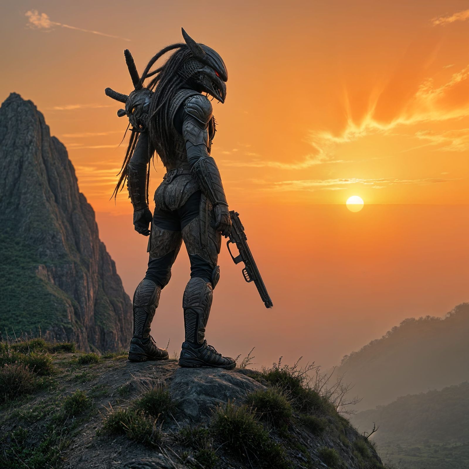 Predator Silhouette at Sunset, Hilltop Hunt