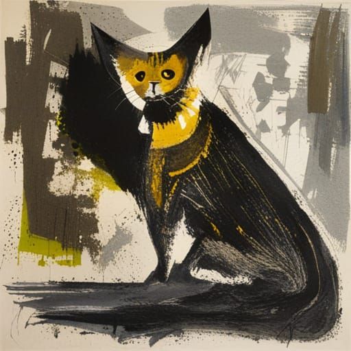 Cat in Style of John Piper