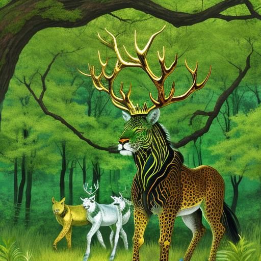 Majestic King of the Forest: Colorful Illustration