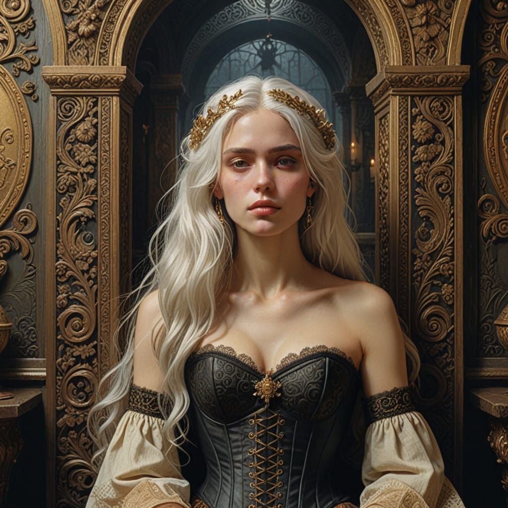 Ethereal Renaissance Queen in Muted Earth Tones