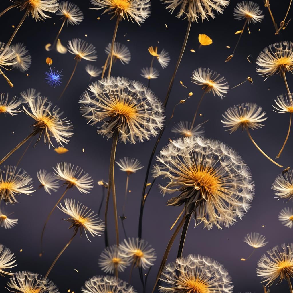 Dandelion Petal Drifting in Golden Light