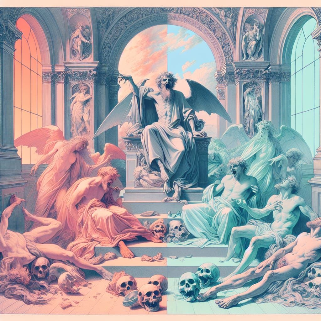 Seven Deadly Sins in Art Brut Style