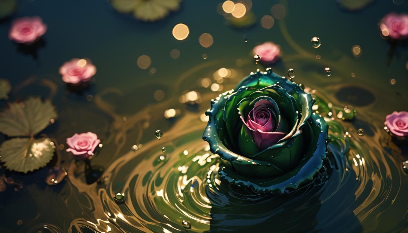 Gelatinous Liquid Pouring Into Lake: Digital Art