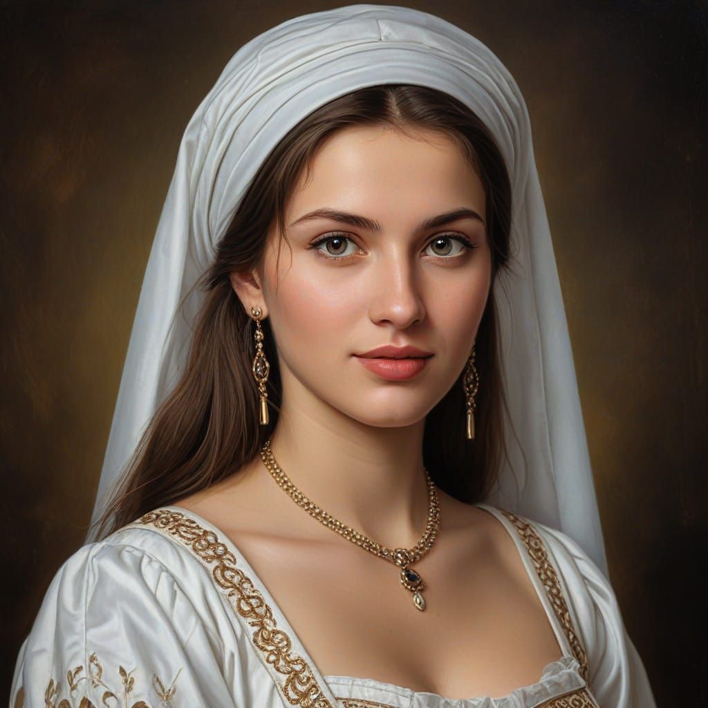 Bosniak Woman Portrait in Rubens Oil Painting Style