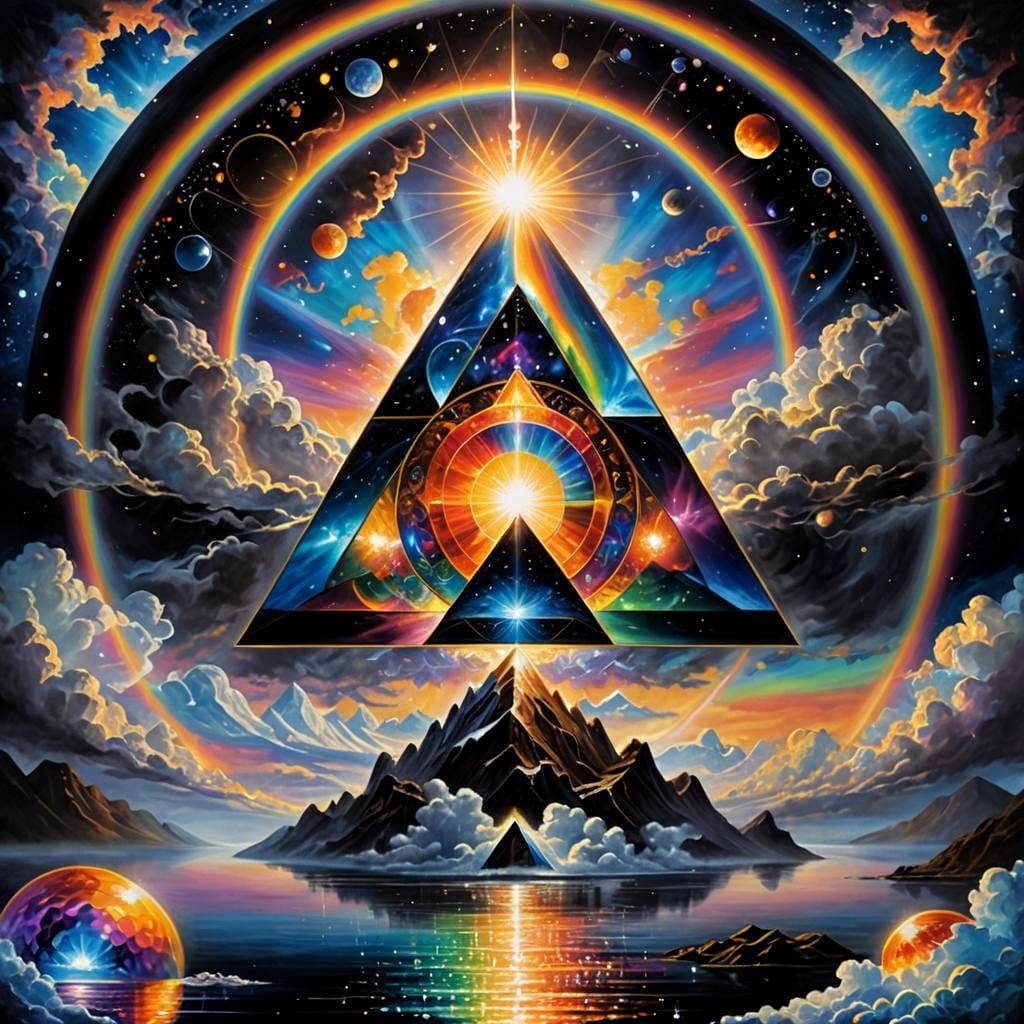 Opalescent Tesseract with Energy Lasers, Digital Painting