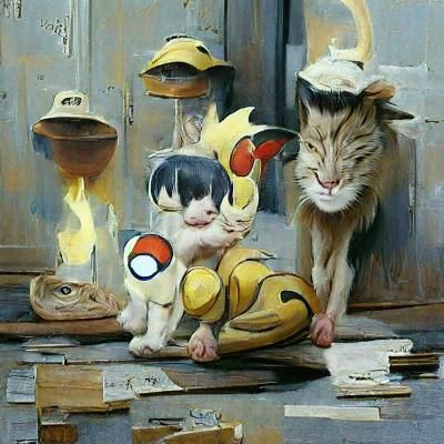 Meowth Pokemon as Oil Painting by Gurney