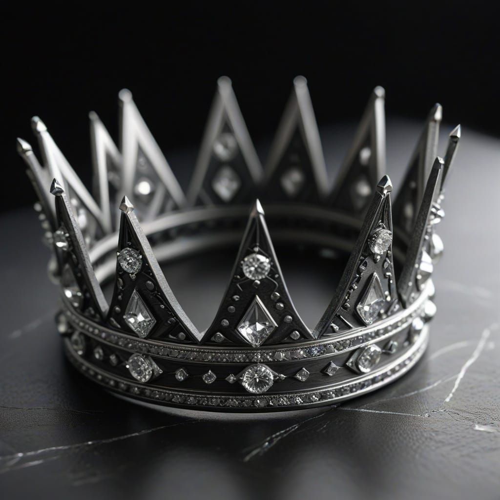 Elegant Geometric Crown in Charcoal Drawing Style