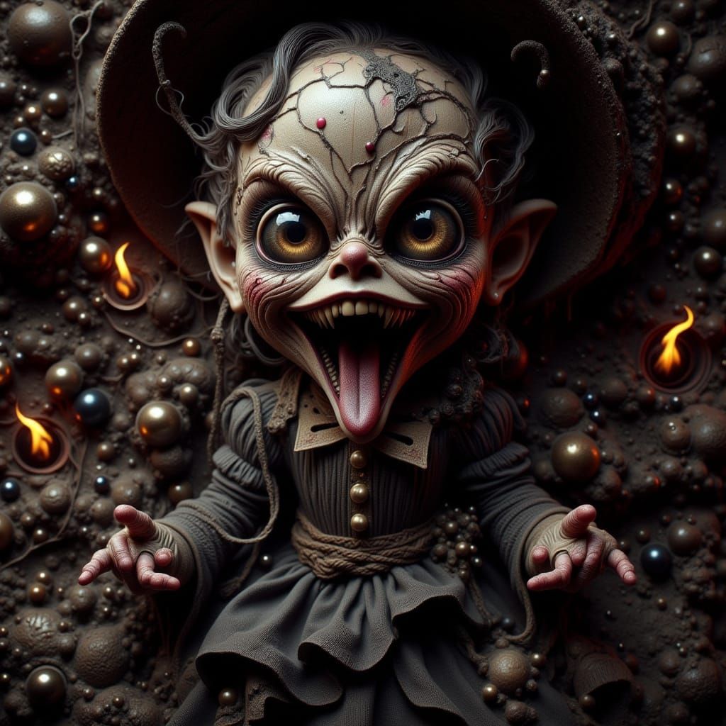 Creepy Doll Emerges: Holographic 3D Digital Art