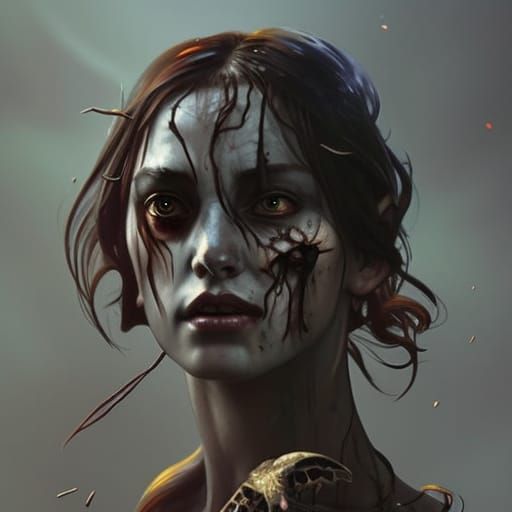 Detailed Zombie Portrait in Dark Fantasy Style