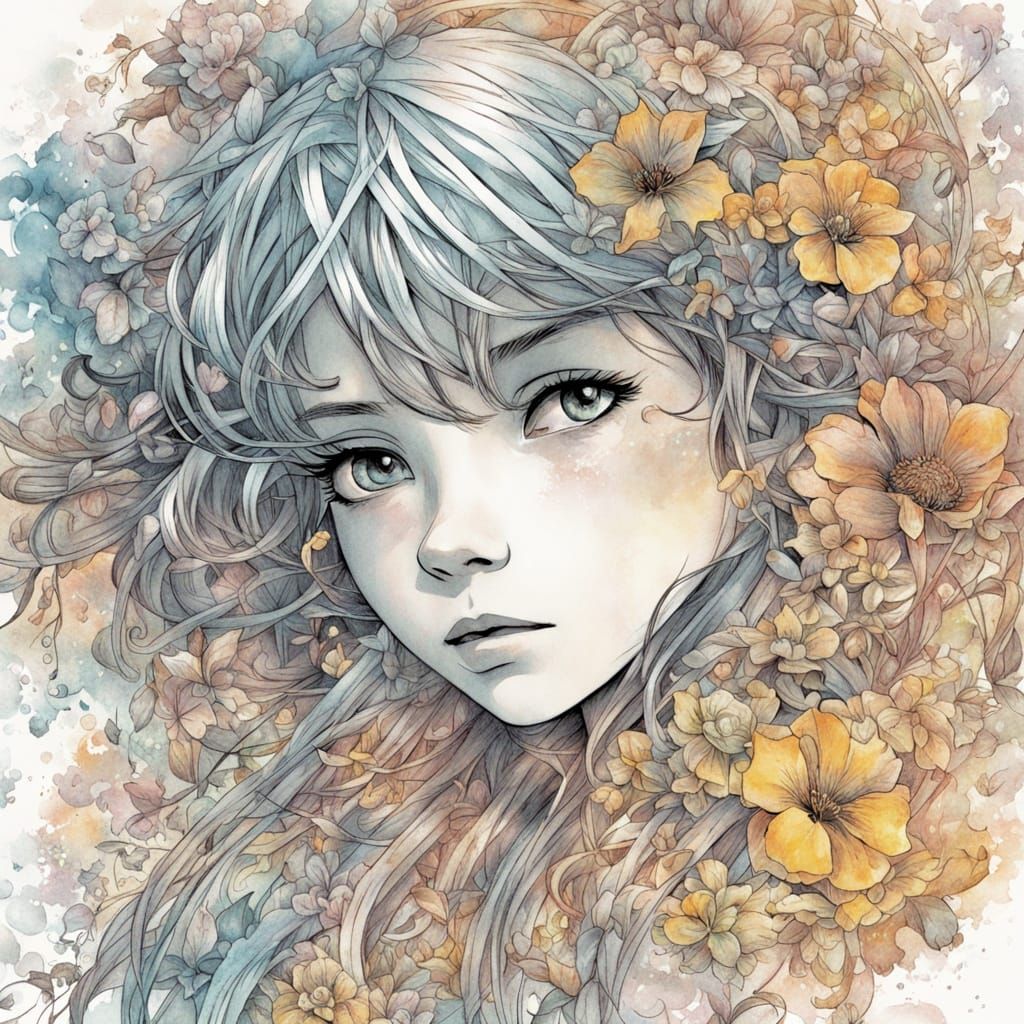 Romantic Manga Illustration of Young Love in Pastel Colors