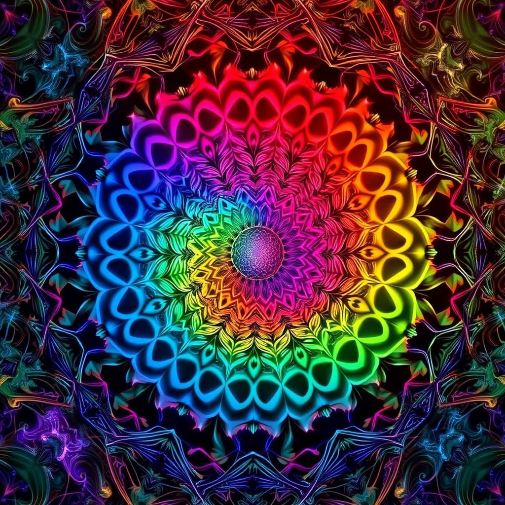 Vibrant Geometric Mandalas in Kaleidoscopic Style