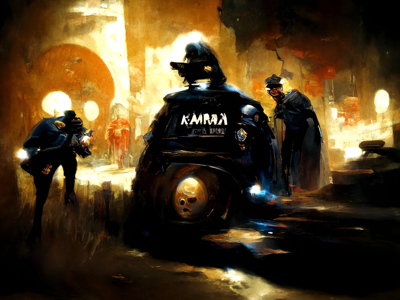 Futuristic Police in Fantasy Art Style