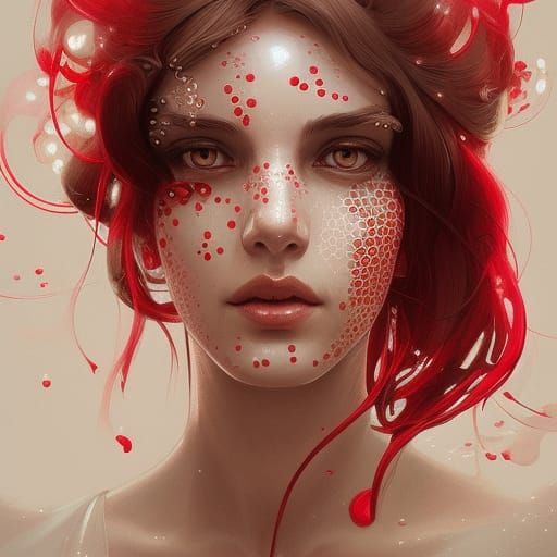 Mushroom Woman Portrait in Hyperdetailed Style