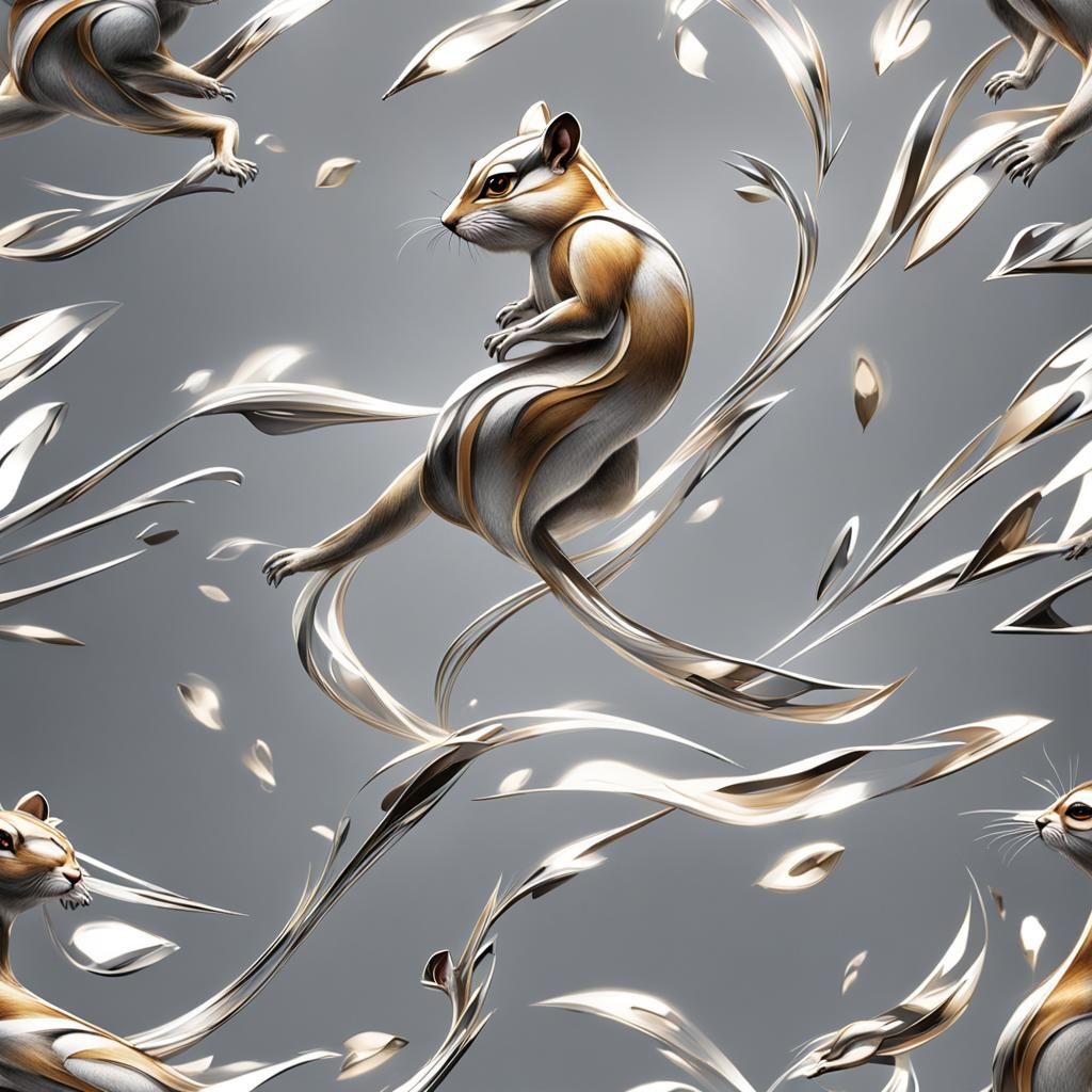 Sleek Silver Chipmunk in Dynamic Motion