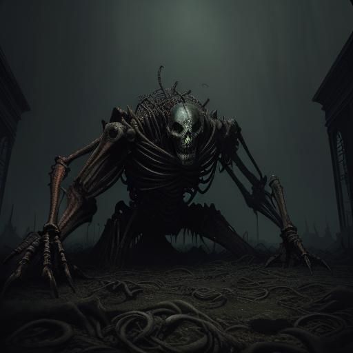 Crawling Chain Horror in Dark Fantasy Style