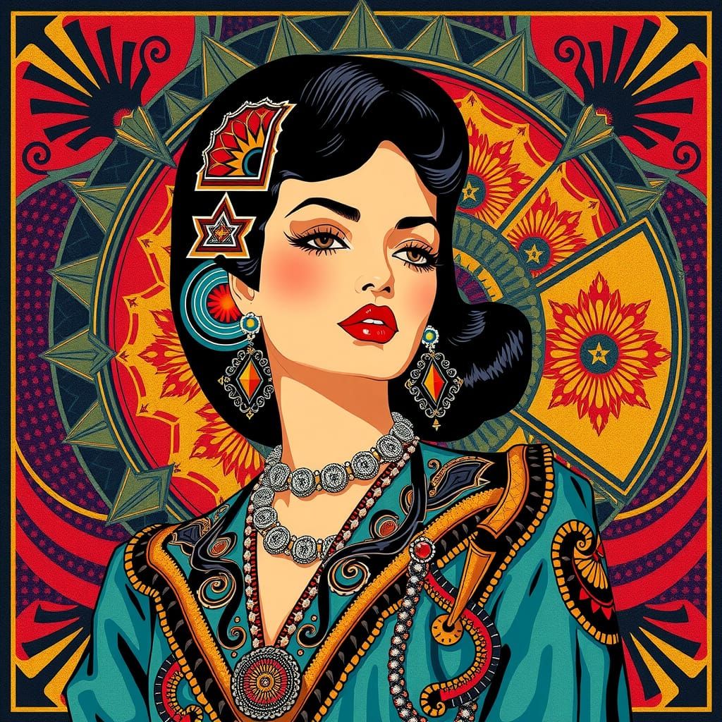 Art Deco Geometric Design with Metallic Accents