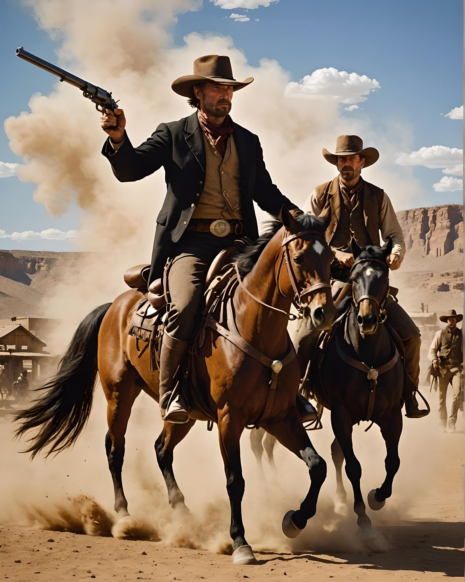High Noon Duel Between Legendary Gunslinger and Outlaw