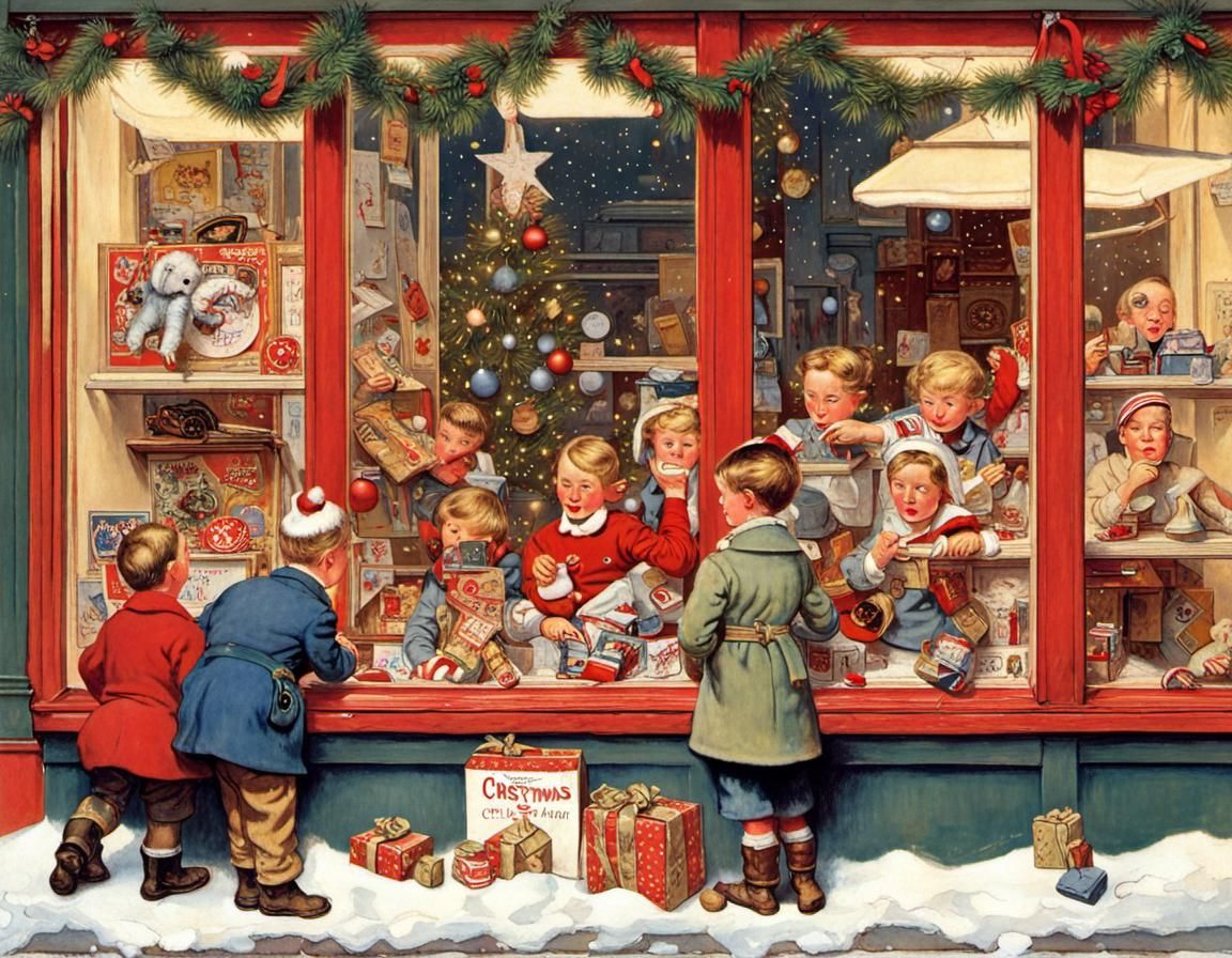 Christmas Toys in Toy Shop Window