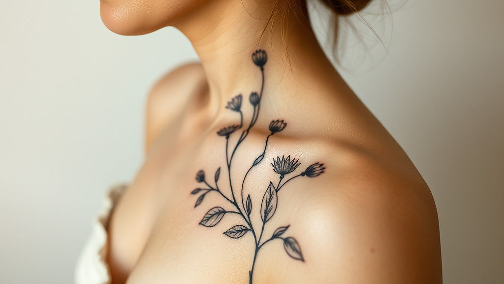 Ethereal Floral Tattoo on a Serene Woman