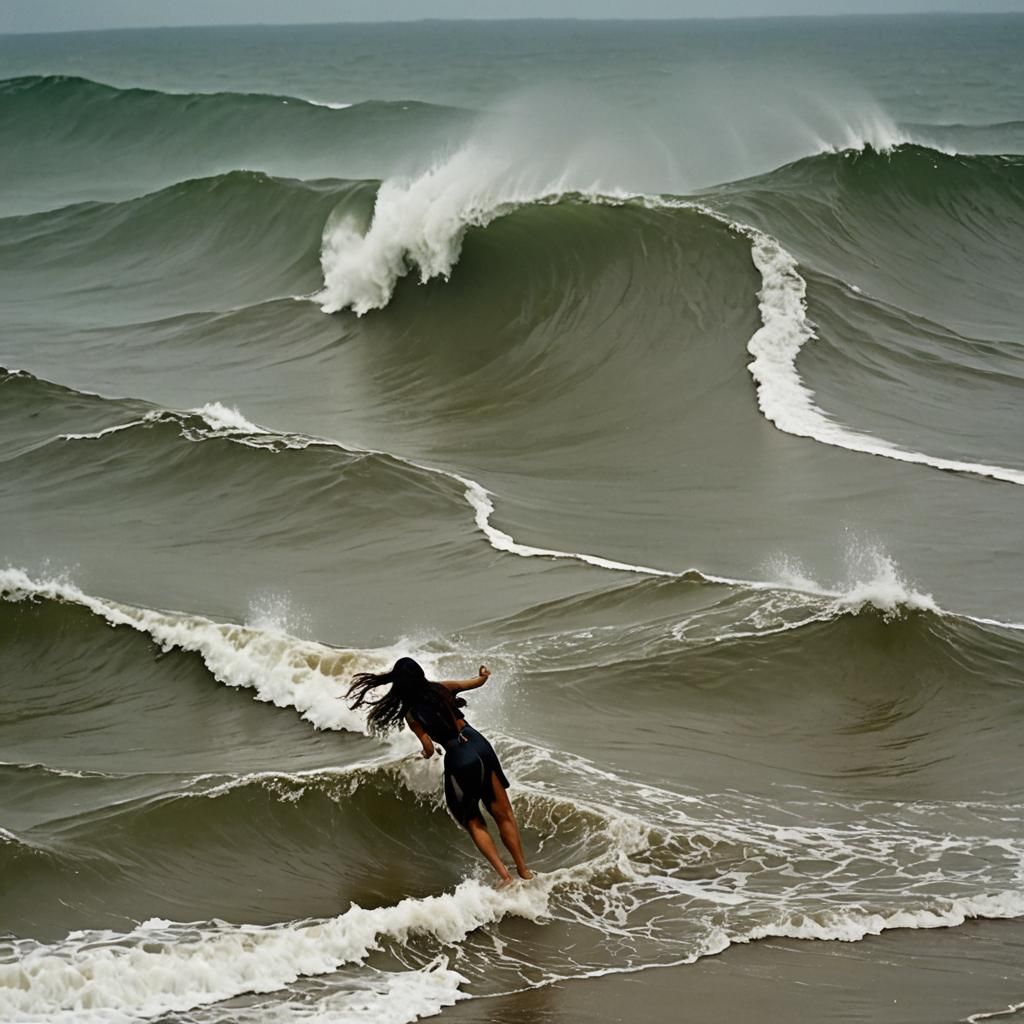 Taíno Woman Emerges from Stormy Sea