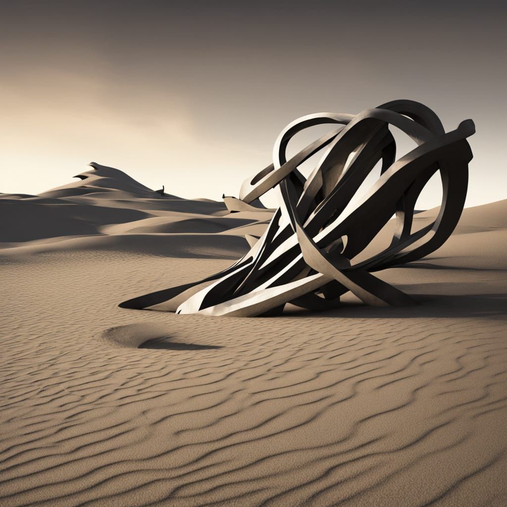 Surrealist Desert Sculpture in Futuristic Style