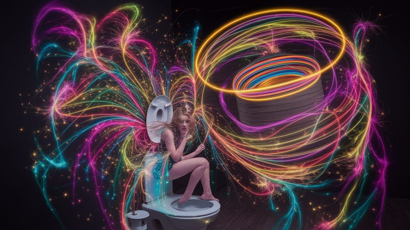 Fairy Uses Magic Wand on Toilet with Empty Roll Holder