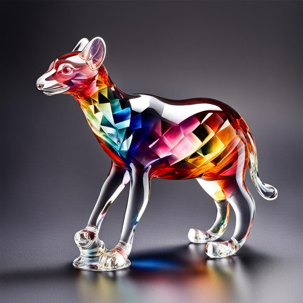 Colorful Crystal Glass Animal Sculpture