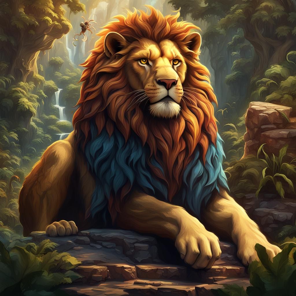 Lion and Mouse Storybook Illustration