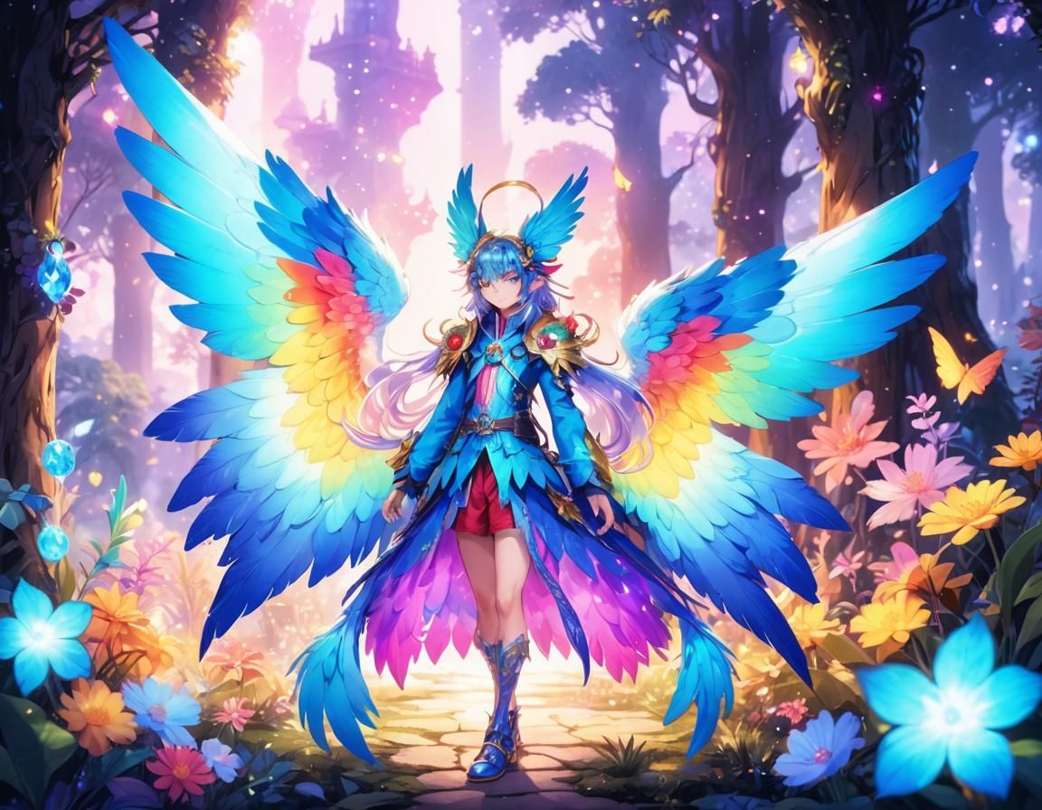 Anime Fantasy Character in Bioluminescent World