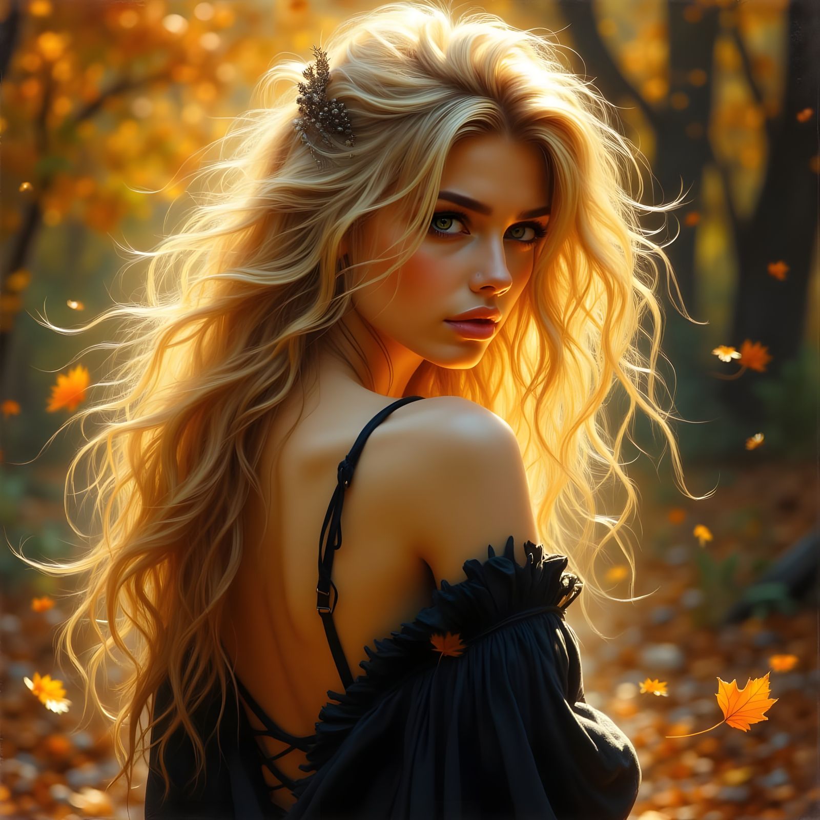 Norse Goddess Sadness in Autumn Portrait