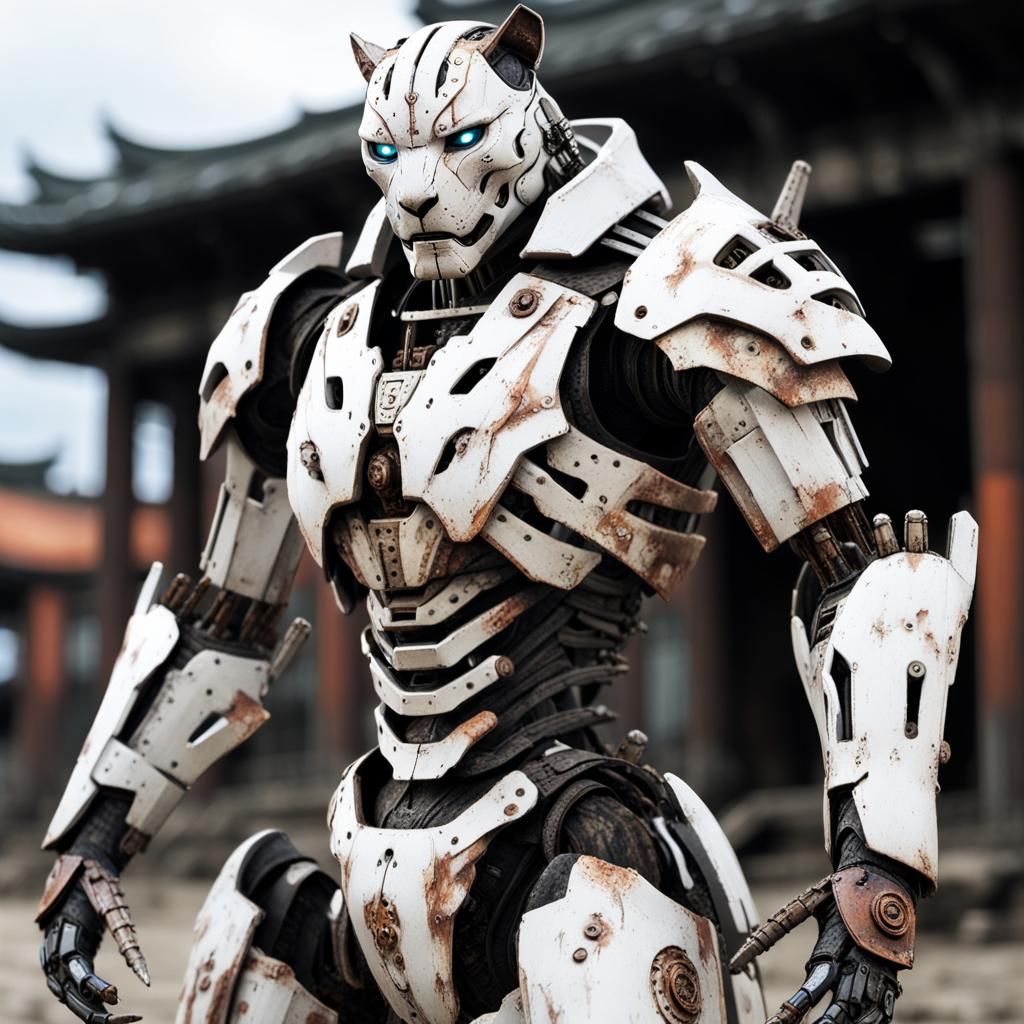 Battered Robotic Samurai Panther Returns From War