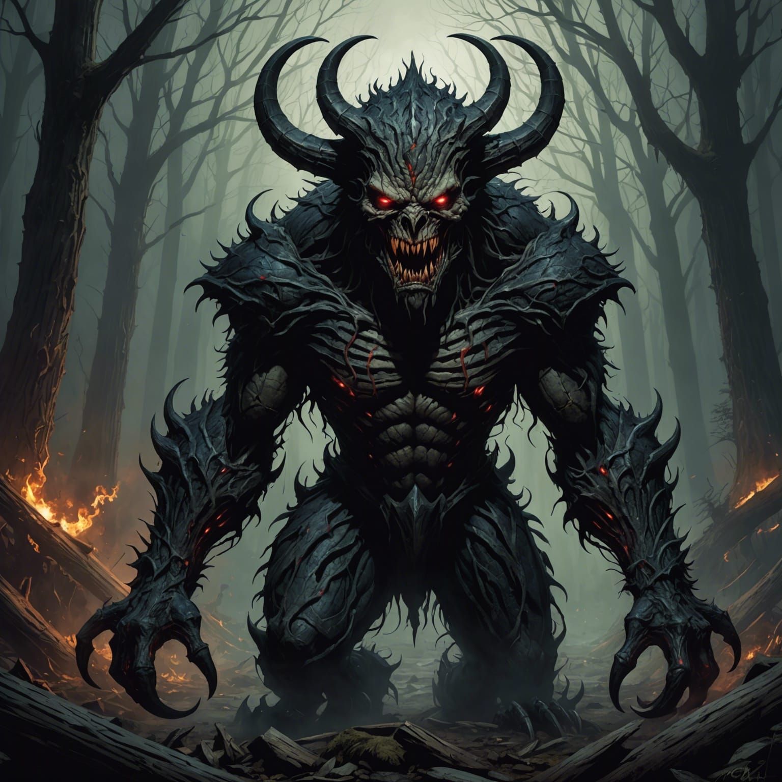 Sinister Monster Transformation in Dark Fantasy Style