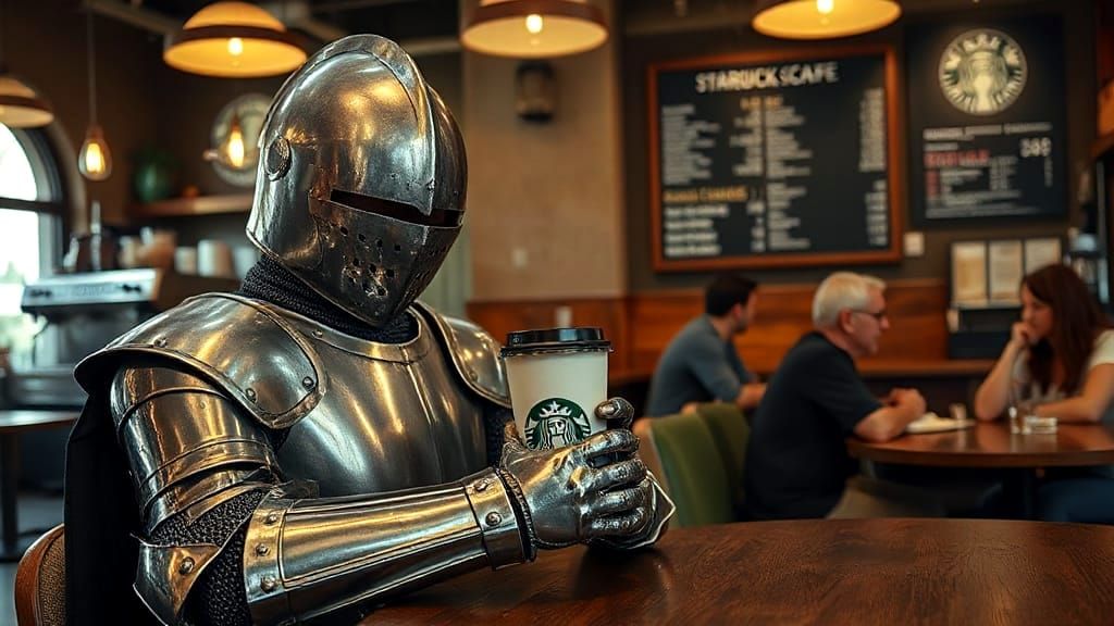 The gallant knight, clad in gleaming steel, doth muse upon how to endure the fiery ordeal before him.