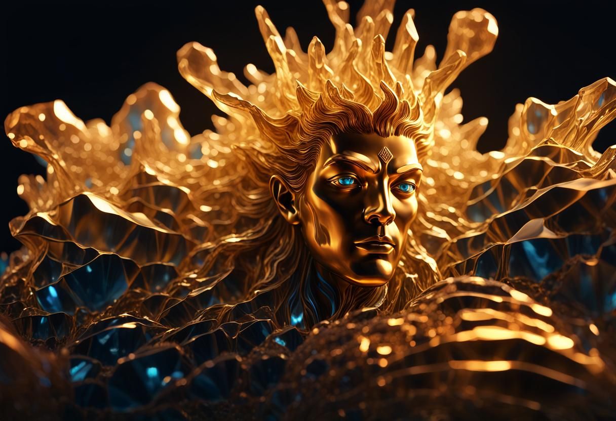 Crystal Water God in Hyper-Realistic Digital Art