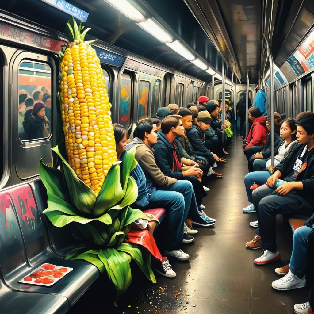 Giant Corn on Subway, Graffiti Street Art
