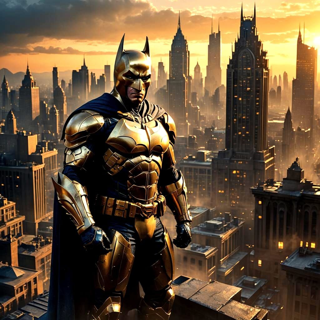 Gold Batman Concept Art in Unreal Engine 5