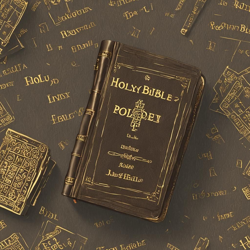 Photorealistic Bible in Dimly Lit Library