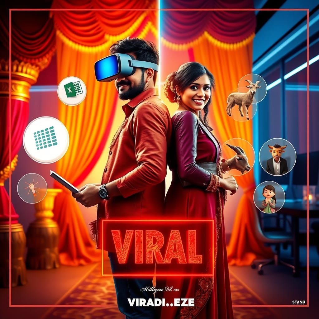 Bollywood Romance Meets Modern Tech in Stunning Split-Screen...