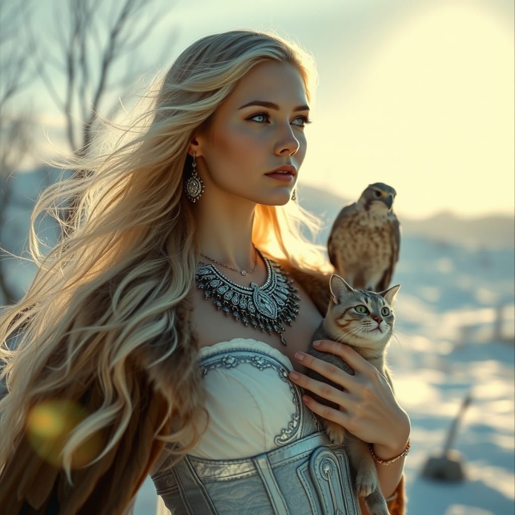 Goddess in Snowy Elegance, Cinematic Film Still