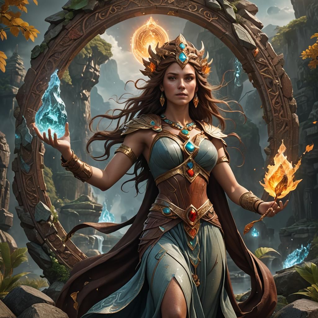 Goddess Rebecca of the Elements in Detailed Matte Painting
