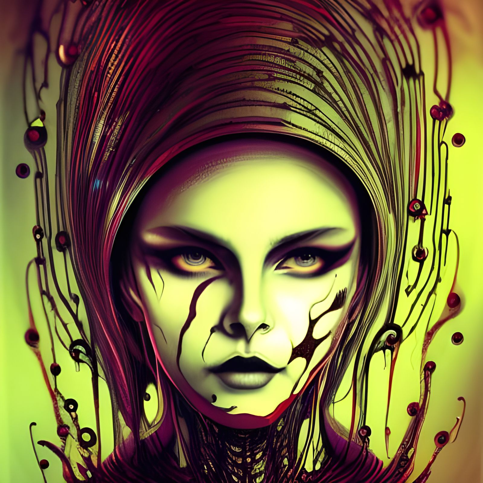 Biohazard Woman in Quantum Fractal Style