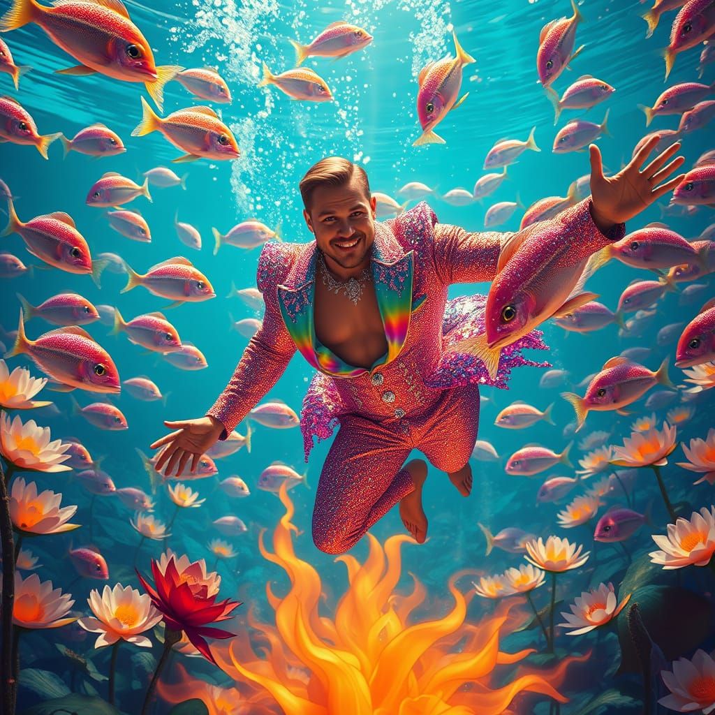 Glamorous Underwater Royal Ruler in Sparkling Tailcoat