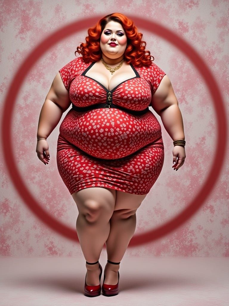 Art Deco Watercolor Portrait of Curvy Woman