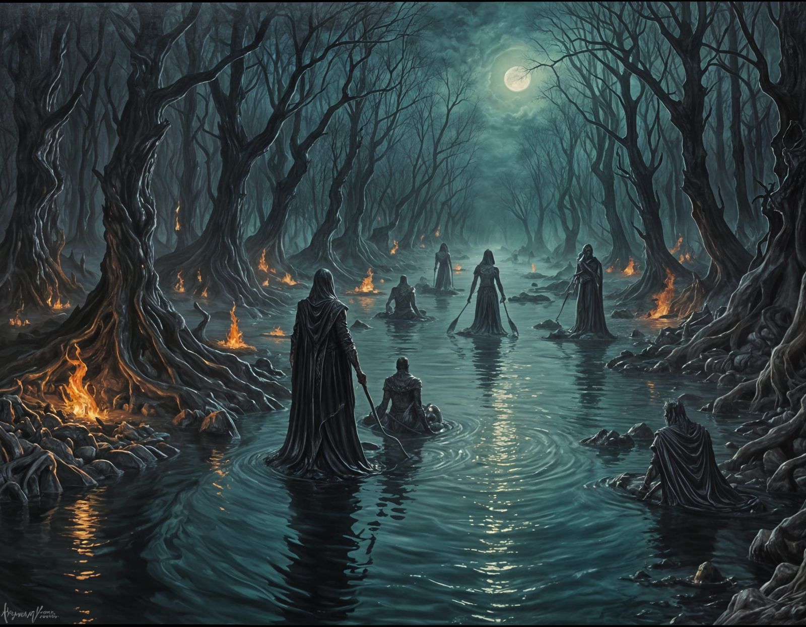 Hades' Realm: River Styx Oil Painting