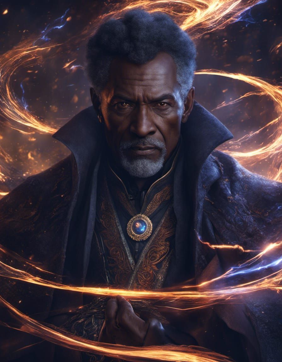 Medieval Warlock Channeling Energy, Detailed Digital Art