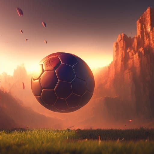 Detailed Soccer Ball Matte Painting in Deep Color