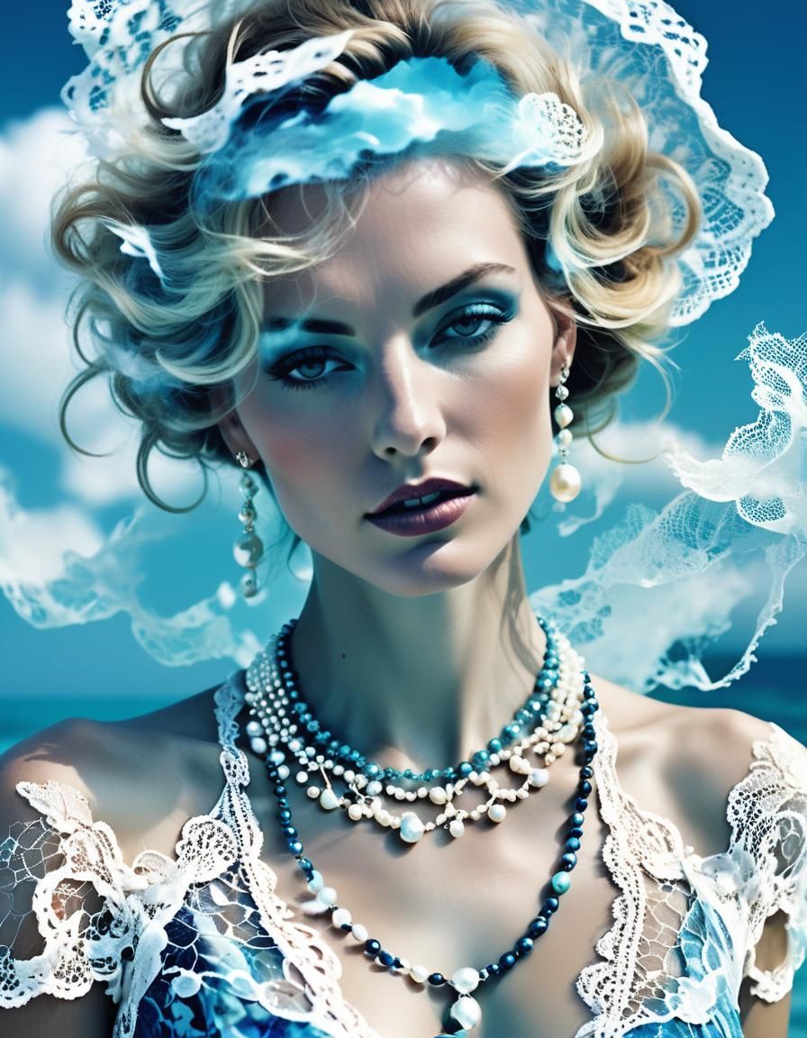 Glamorous 80s Style Overexposed Double Exposure Photograph