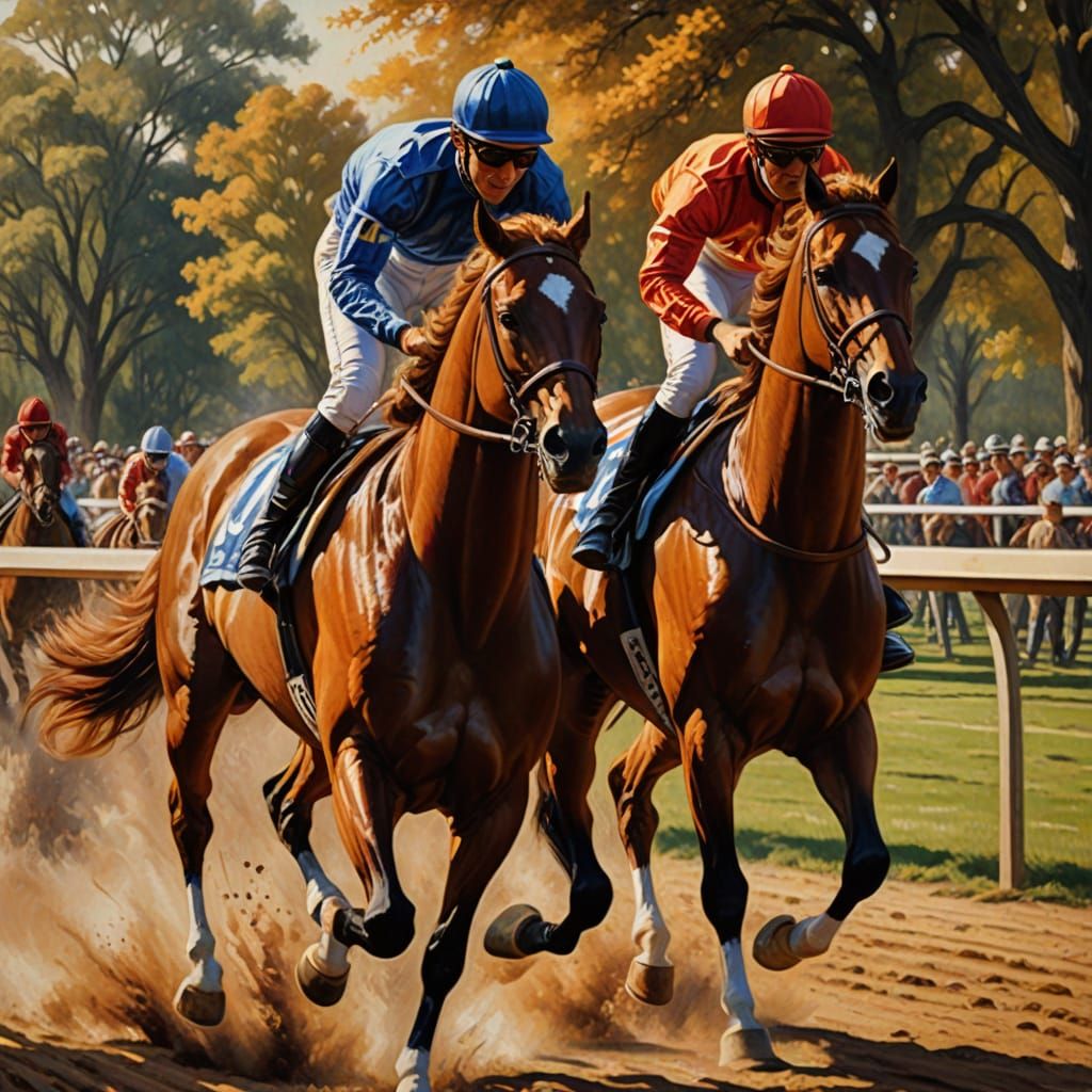 Secretariat and Seabiscuit Race: An Oil Painting